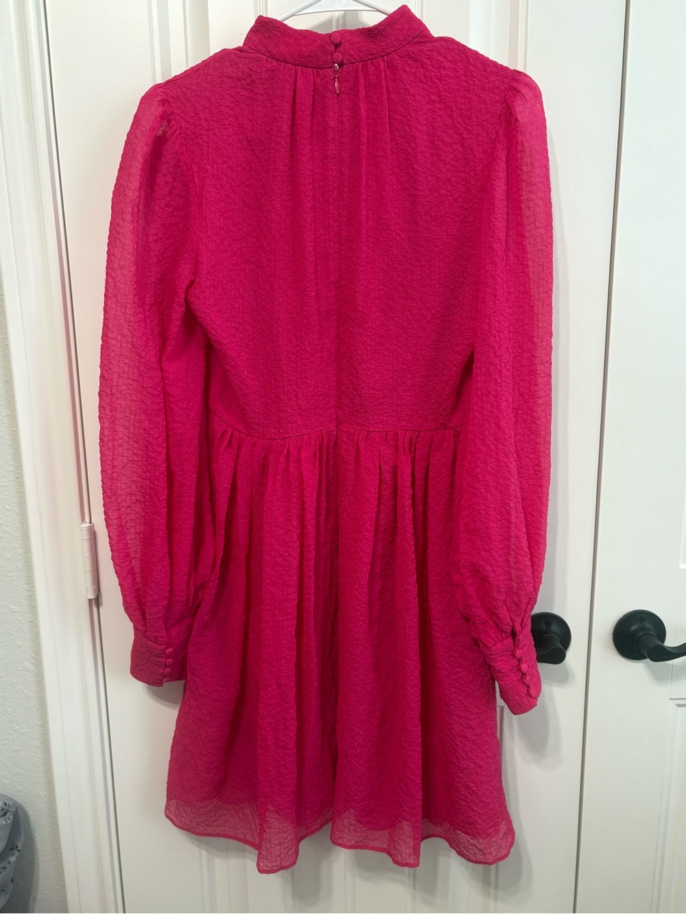 Trina Turk Fuchsia Long-Sleeve Gathered Waist Dress - Picture 3 of 5